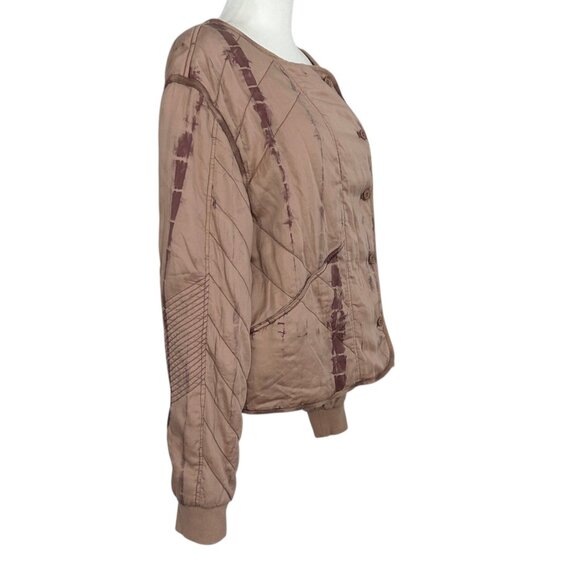 Marrakech Anthropologie Soft Quilted Tie Dye Bomber Moto Jacket NWT (M) - Picture 4 of 15